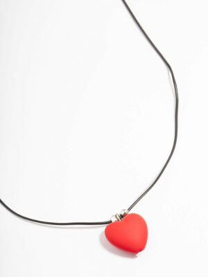 Rhodium Heart Beaded Necklace