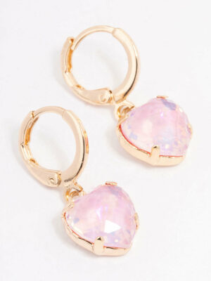 Pink Heart Huggie Earrings