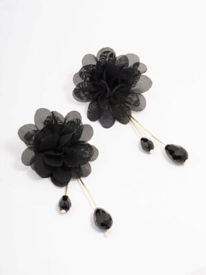Black Layered Flower Earrings