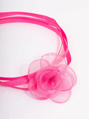 Pink Mesh Ribbon Choker