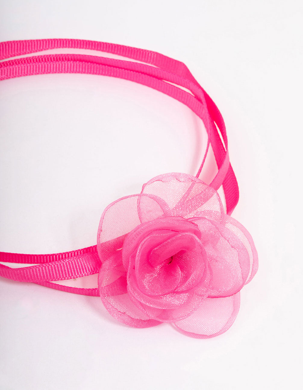 Pink Mesh Ribbon Choker