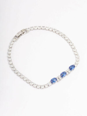 Rhodium Oval  Tennis Bracelet