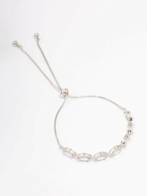 Rhodium Marquise  Toggle Bangle