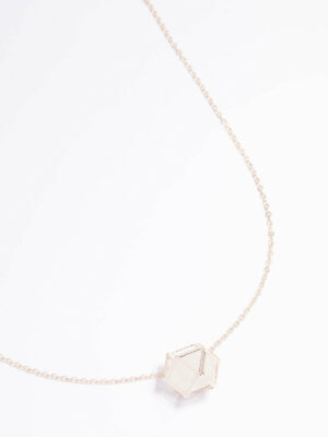 Rose Clear Quartz  Shard Cage Necklace