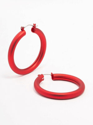 Red Pearlised Hoop Earrings