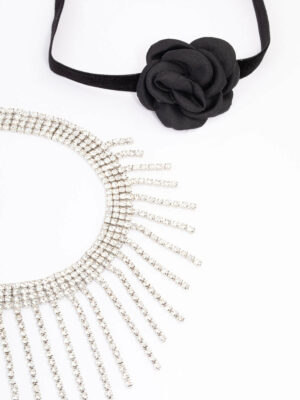Rhodium Floral Choker