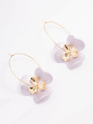 Large Flower Wire Hoop Earrings