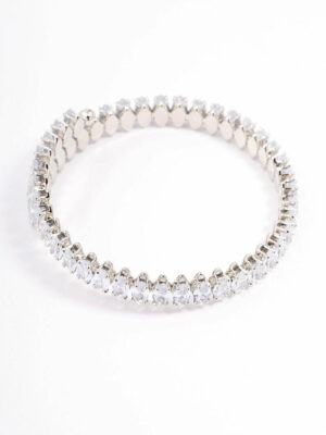 Rhodium  Stone Wrist Cuff