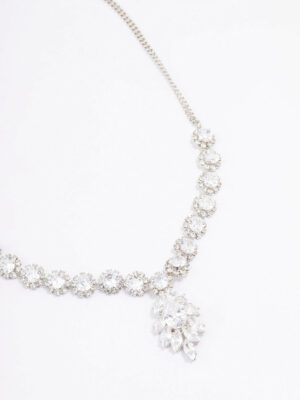 Rhodium Floral Statement  Necklace