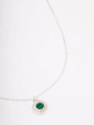 Emerald Halo Pendant Necklace