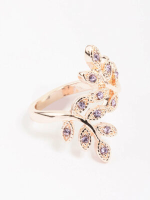 Rose Floral Leaf Wrap Ring