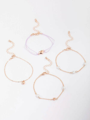 Rose Puffy Heart Bracelet 4-Pack