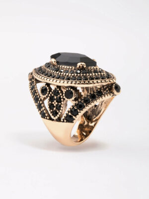 & Black Grand Marquise Cocktail Ring