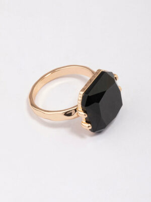 Emerald-Cut Black Stone Ring