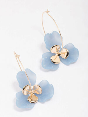 & Blue Large Wire Hoop Earrings