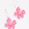 Pink Wire Flower Hoop Earrings