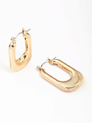 Ribbed Rectangular Hoop Earrings