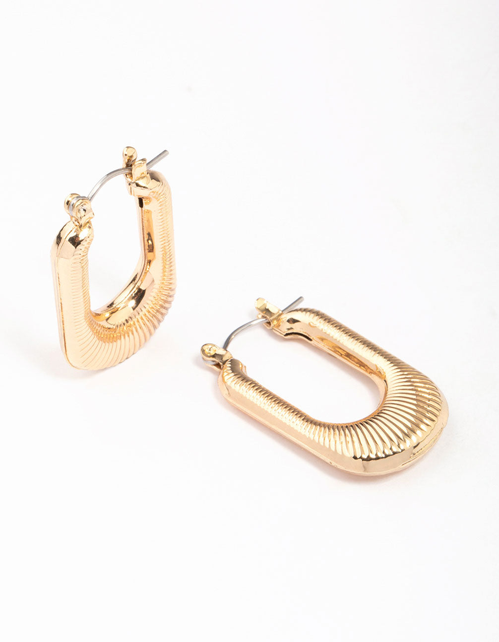 Ribbed Rectangular Hoop Earrings
