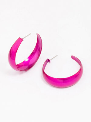 Purple Shiny Hoop Earrings