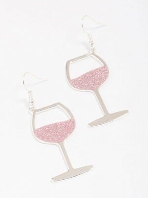 Glitter Wine Glass Earrings