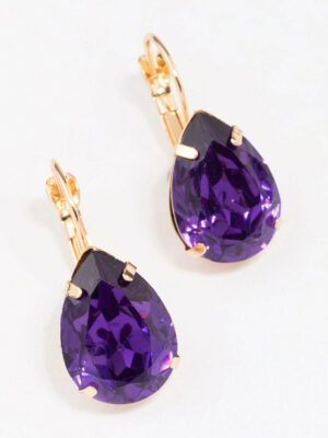 Purple Pear Crystal Earrings