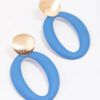 & Blue Disc Textured Oval Earrings