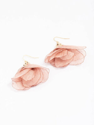 Layered Fabric Flower Earrings