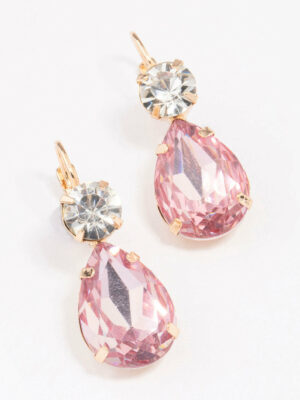 Pink Pear Crystal Earrings