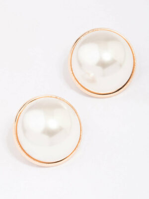 Pearl Dome Encased Stud Earrings