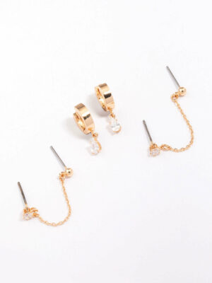 Chain Stud & Hoop Earring 3-Pack