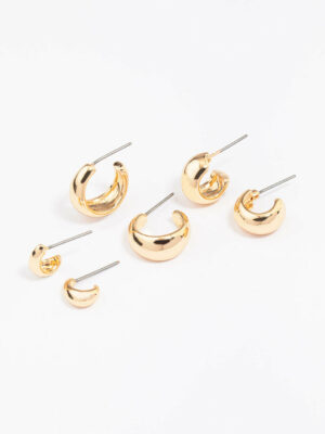 Mixed Gradual Simple Hoop Earring 3-Pack