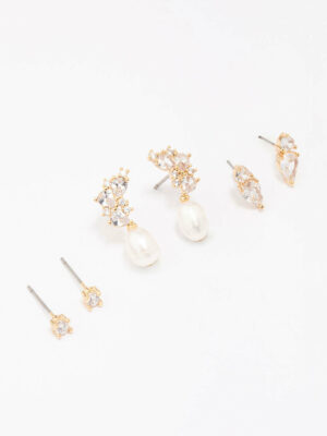 Cluster & Pearl Earring 3-Pack