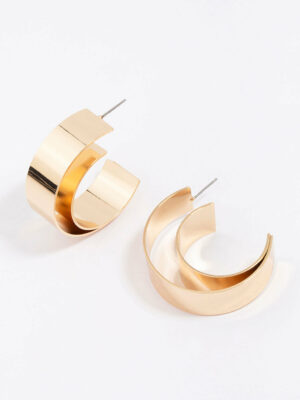 Double Smooth Medium Hoop Earrings