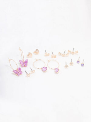 Rose Heart & Butterfly Earring 8-Pack