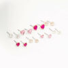 Heart & Crystal Solitaire Earring 8-Pack