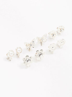 Butterfly & Flower Clip On Earring 5-Pack