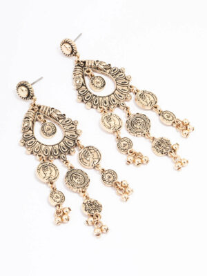 Antique Coin Droplet Earrings