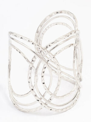 Rhodium Oval Loop Wrist Cuff