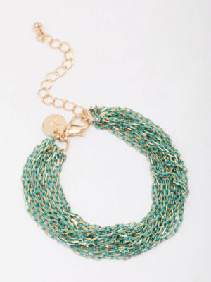 & Green Layered Chain Bracelet