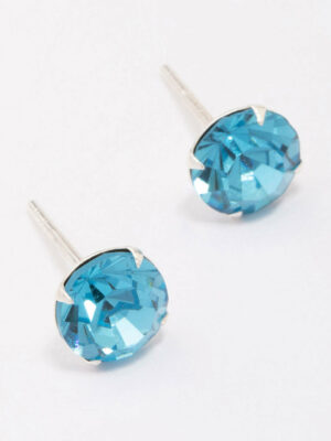 Blue Czech Crystal Stud Earrings