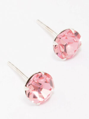 Pink Czech Crystal Stud Earrings