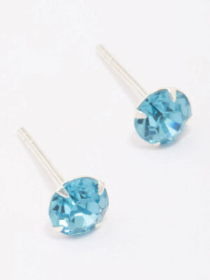 Blue Czech Crystal Small Stud Earrings