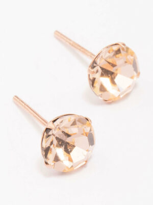 Rose Czech Crystal Stud Earrings