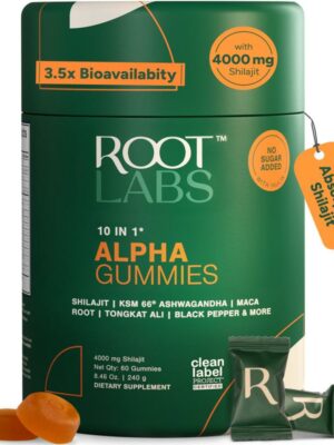 4000 mg Pure Himalayan Shilajit | No Added Sugar | KSM-66 Ashwagandha, Tongkat Ali, Gokshura & Black Musli | Vegan, Non-GMO, Individually Wrapped | 60 Gummies | Lab Tested for Purity & 3.5X Absorption